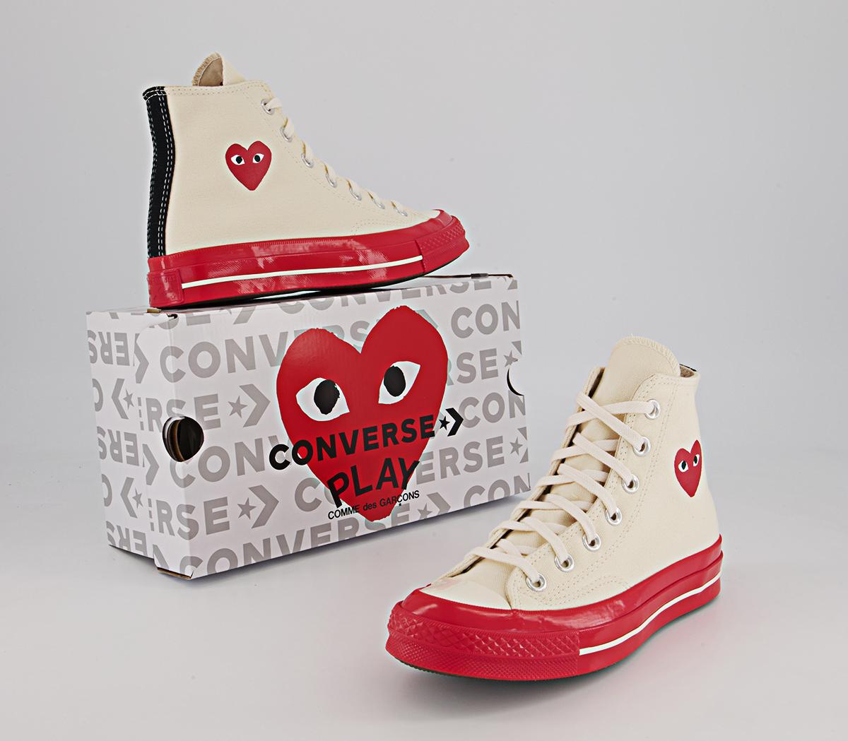 Comme Des Garcons Ct Hi 70s X Play Cdg Trainers Comme Des Garcons Ct Hi 70s X Play Cdg Trainers Beige Red