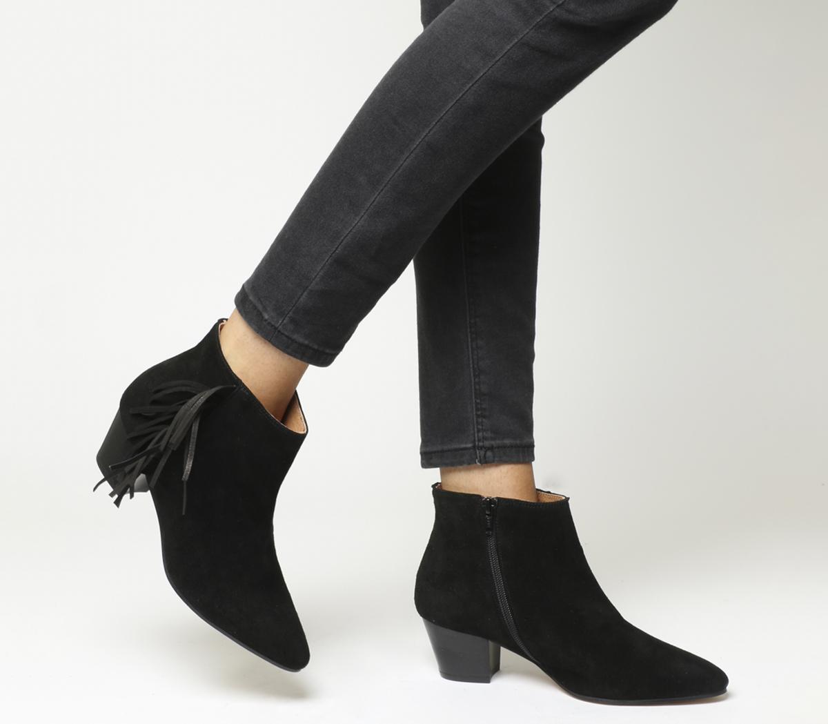 Black fringe ankle boots uk online