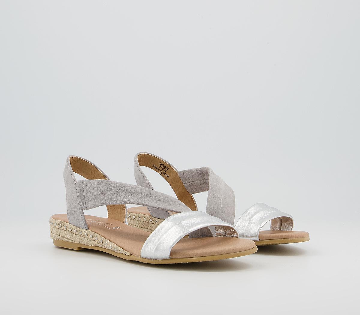 OFFICE Heidi Espadrille Sandals Grey Suede Silver Mix With Studs ...