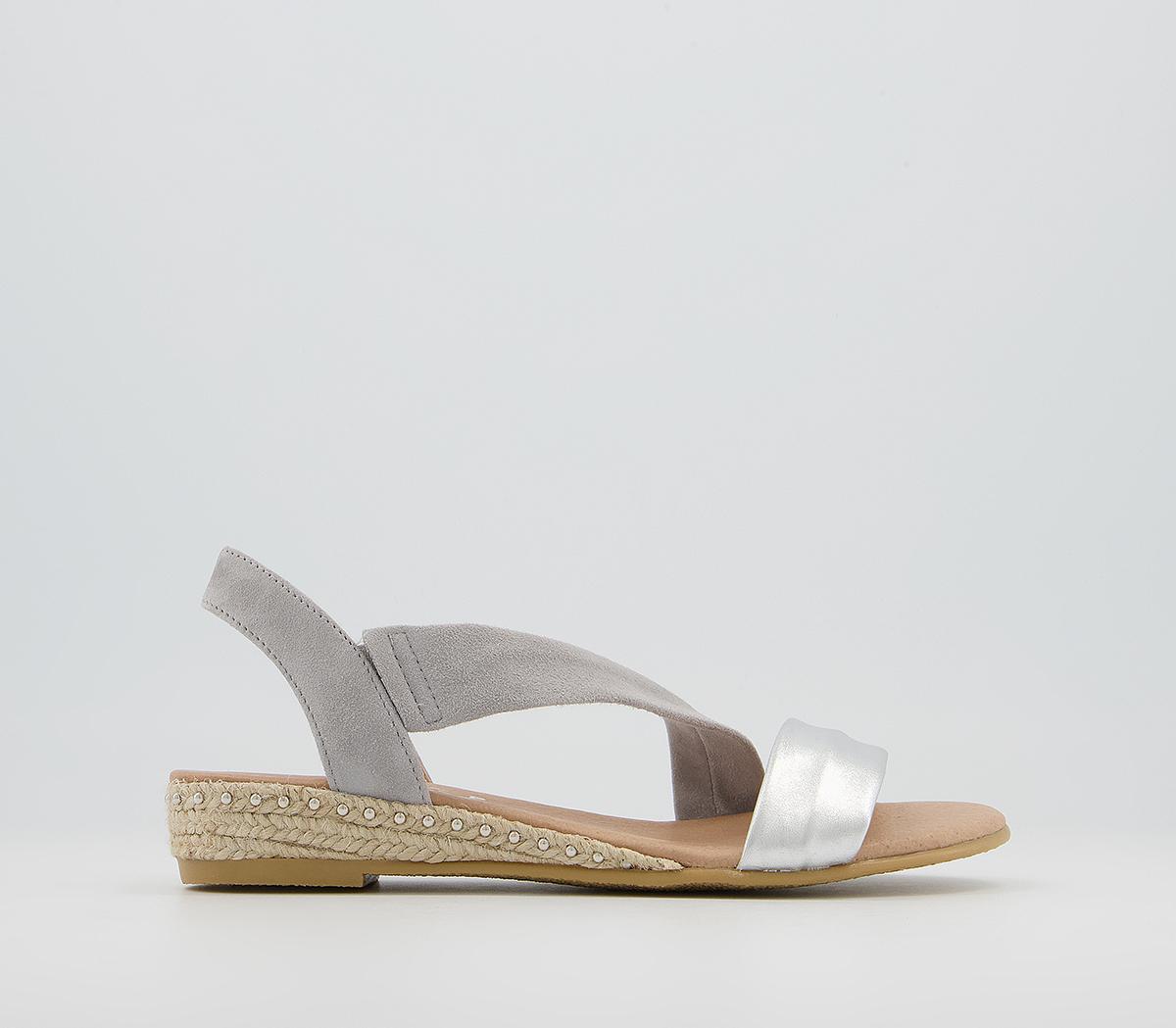 OFFICEHeidi Espadrille SandalsGrey Suede Silver Mix With Studs