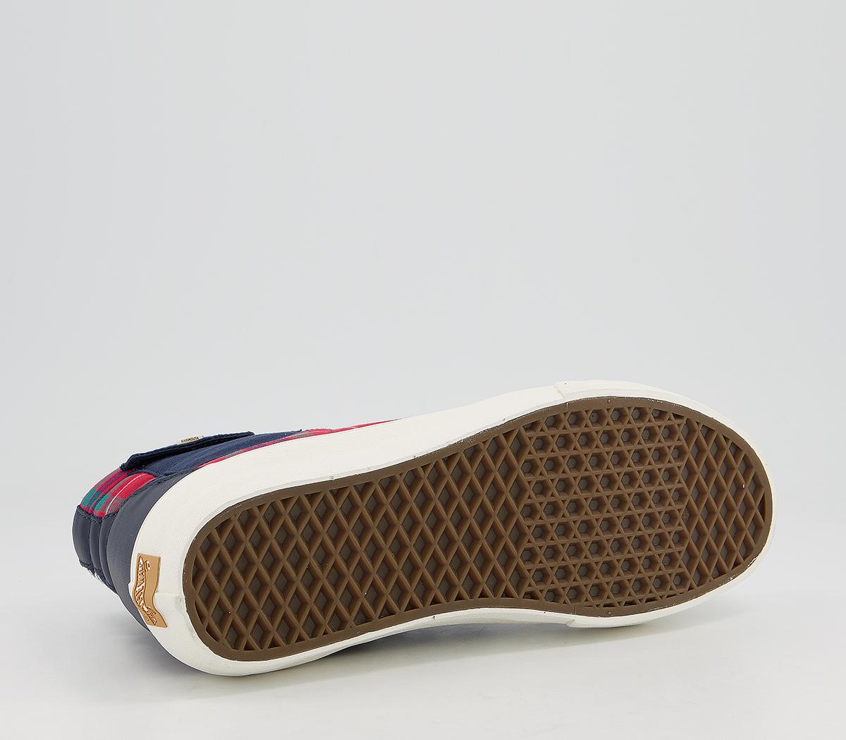 Vans Vault Og Sk8 Hi Lx Trainers Vans Vault Og Sk8 Hi Lx Trainers Baracuta Dress Blues Tartan Plaid Marshmallow