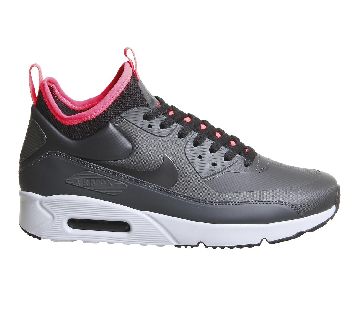 Nike Air Max 90 Mid Wntr Trainers Anthracite Black Solar Red 