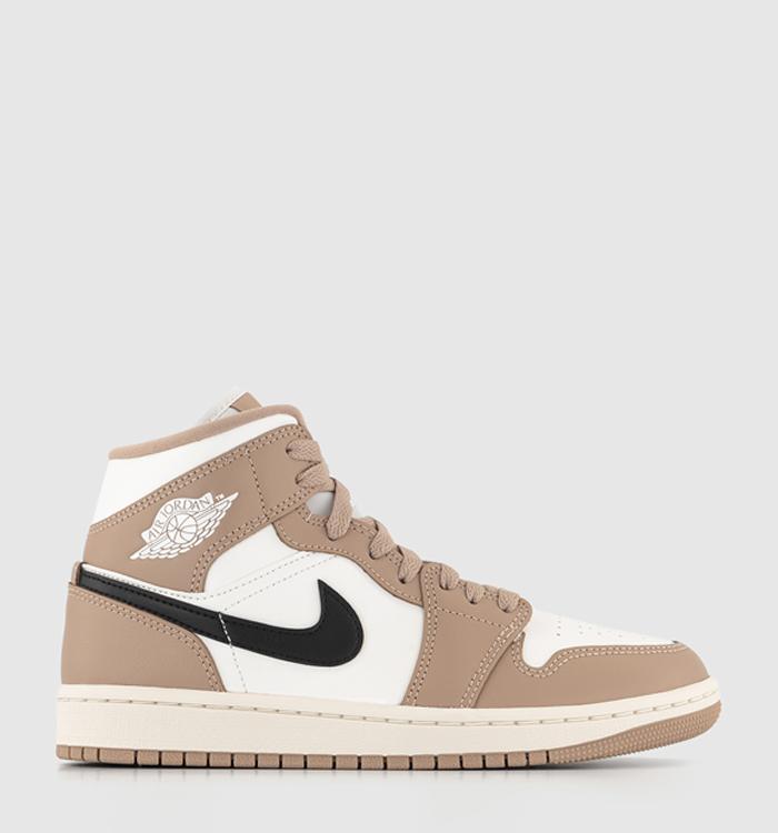 Air Jordan 1 Mid trainers in off white and desert