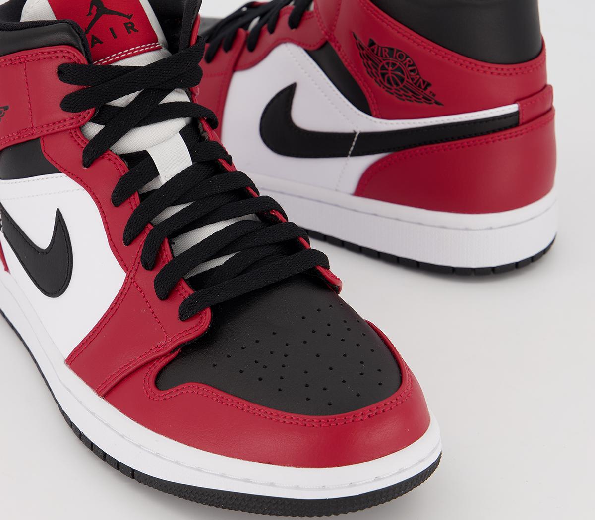 Jordan Air Jordan 1 Mid Trainers Black Black Gym Red Men's Trainers