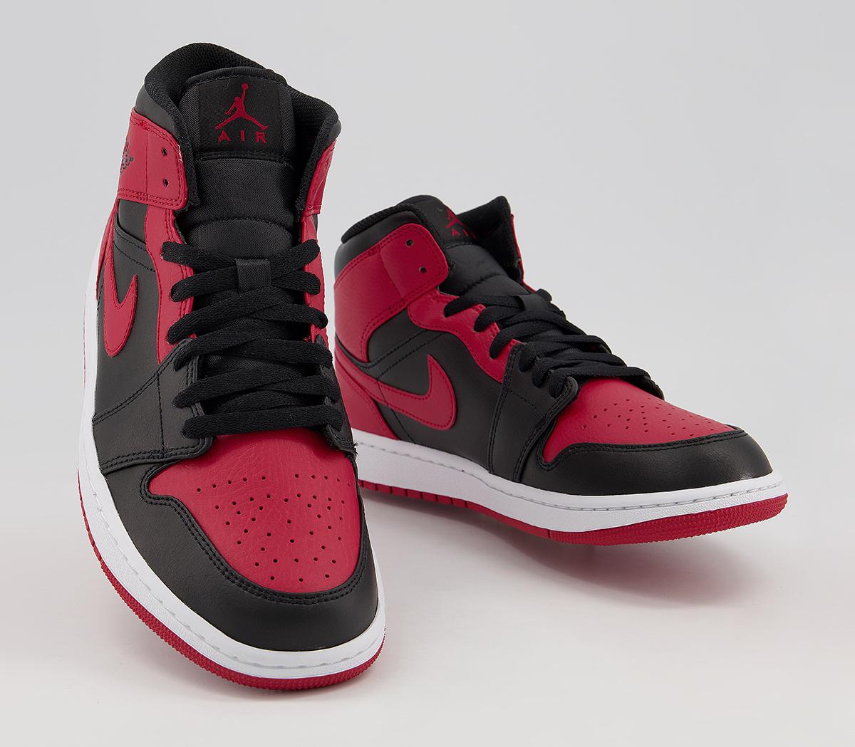 Jordan Air Jordan 1 Mid Trainers Black Gym Red White - Men's Basketball ...