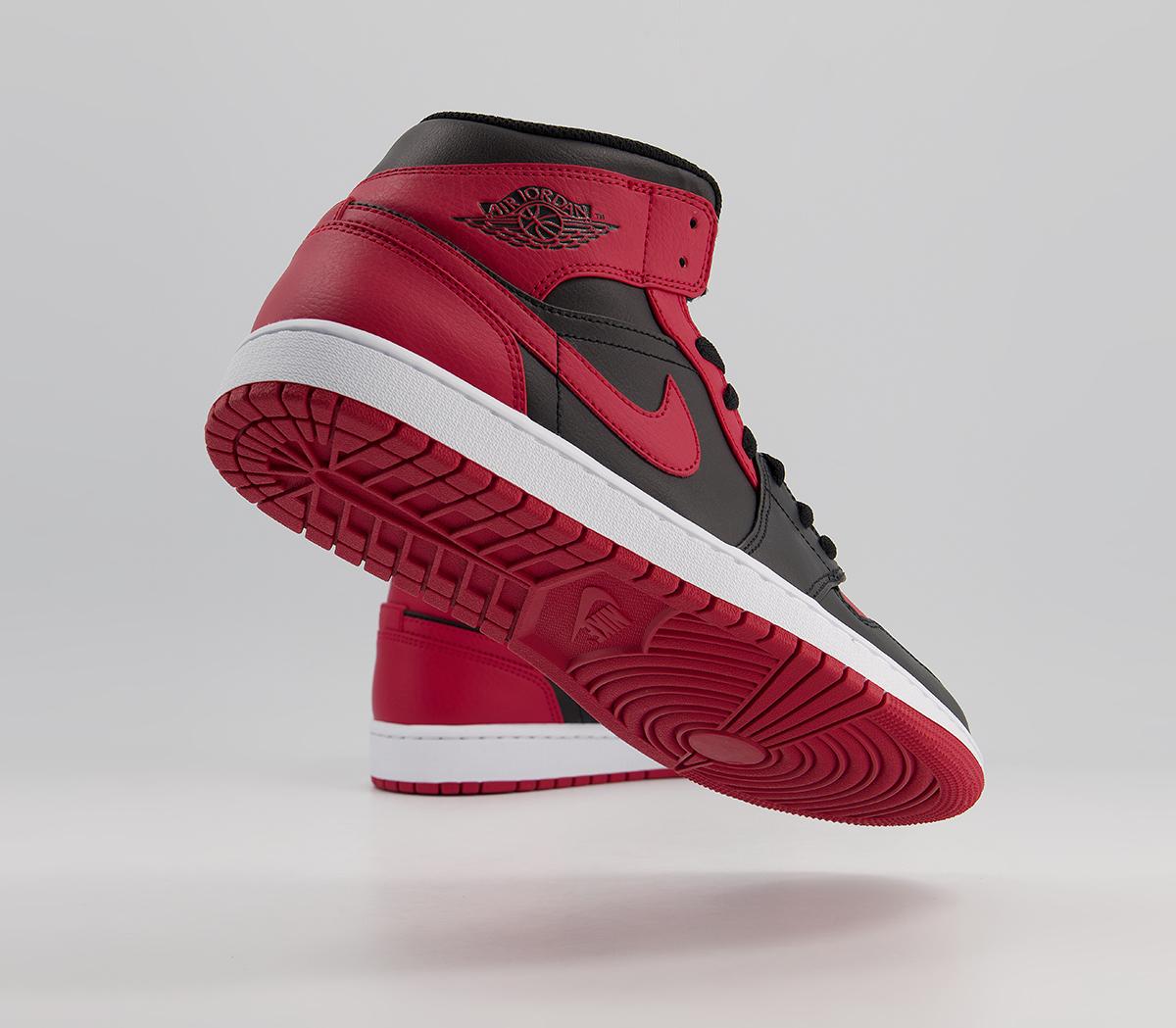 Jordan Air Jordan 1 Mid Trainers Black Gym Red White - Men's Basketball ...