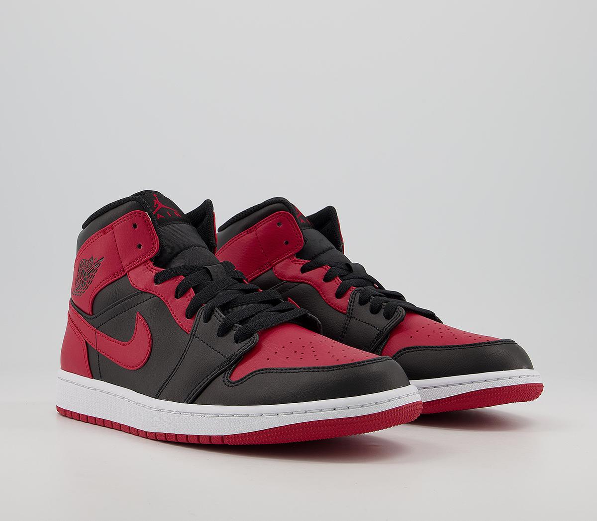 Jordan Air Jordan 1 Mid Trainers Black Gym Red White - Men's Basketball ...