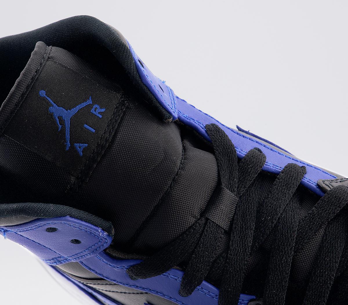 Jordan Air Jordan 1 Mid Black Hyper Royal White - Men's Trainers