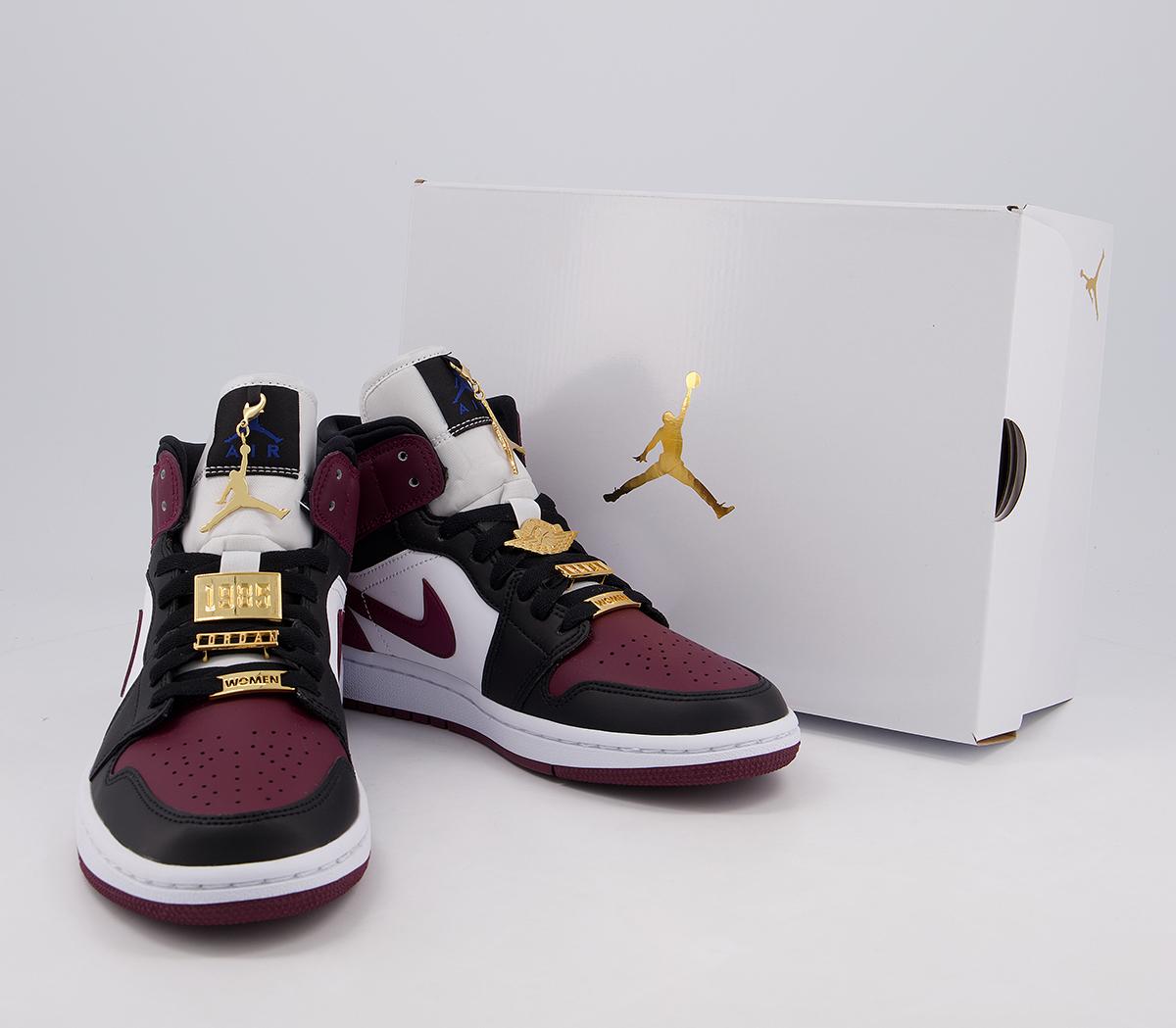 JordanAir Jordan 1 MidBlack Dark Beetroot White Hyper Royal