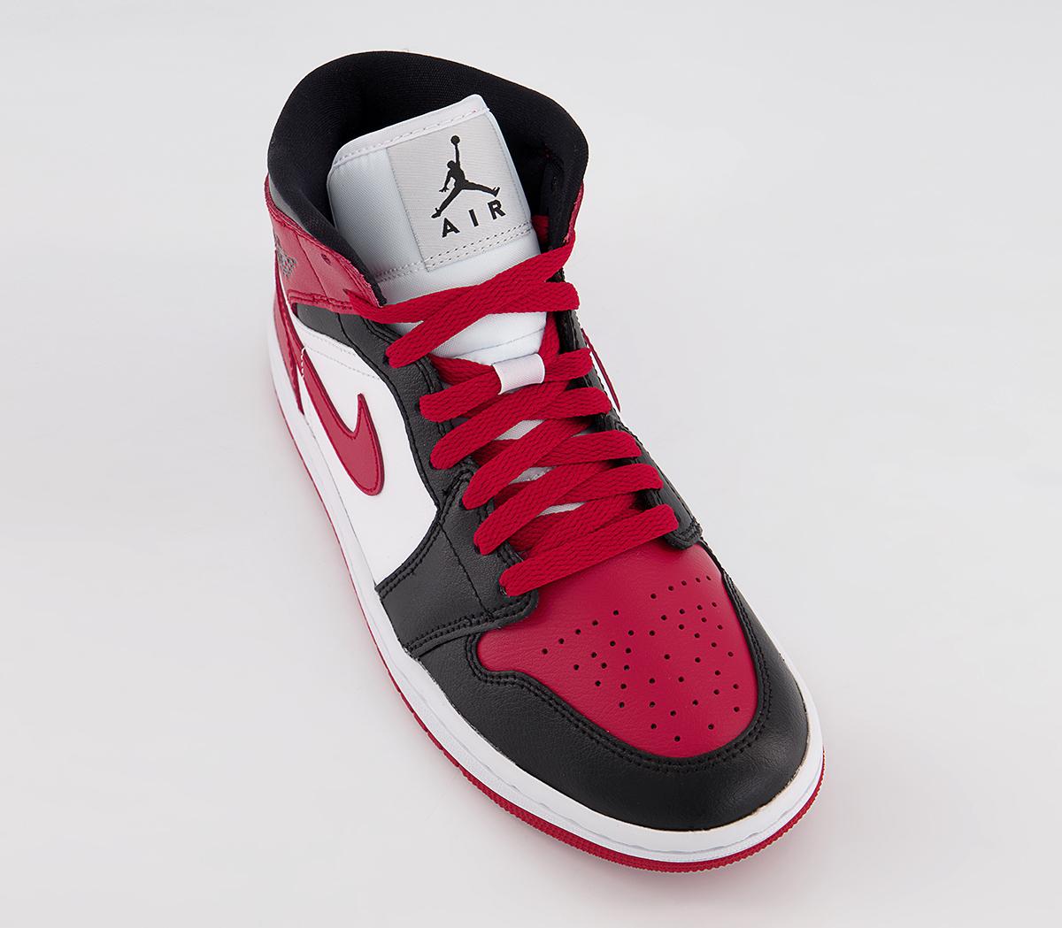 Jordan Air Jordan 1 Mid Trainers Black Fire Red White - Women's Trainers