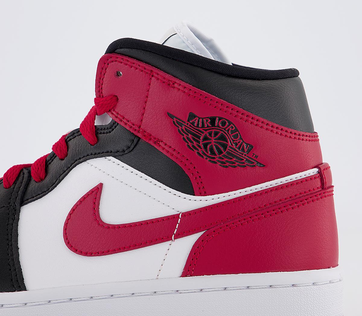 Jordan Air Jordan 1 Mid Trainers Black Fire Red White - Women's Trainers