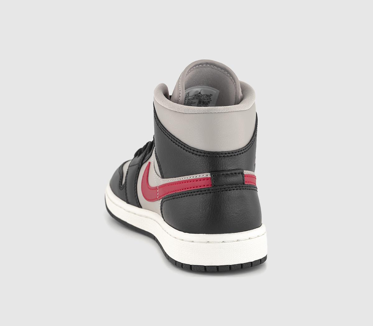 JordanAir Jordan 1 Mid Trainers Black Gym Red College Grey Sail