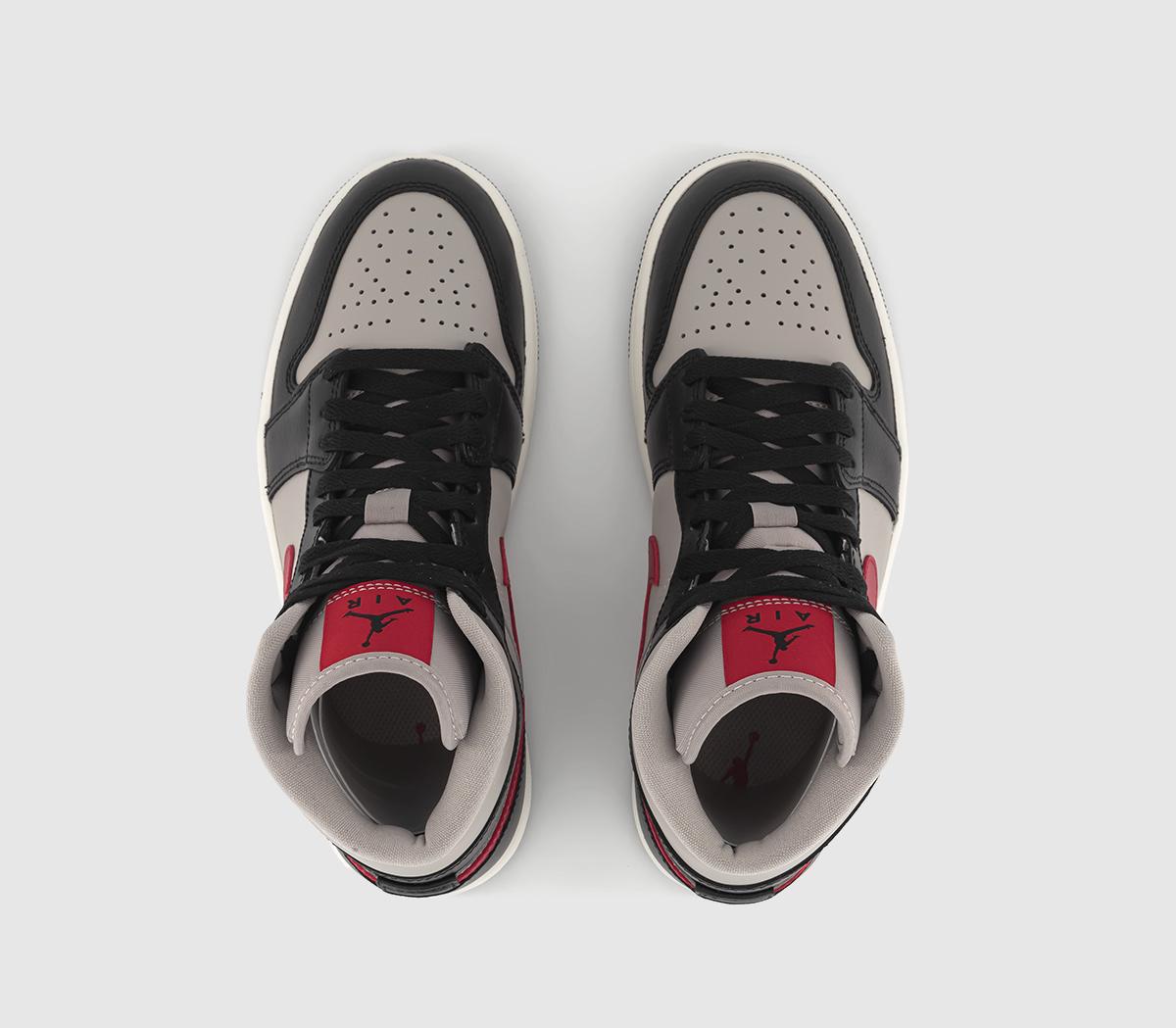 JordanAir Jordan 1 Mid Trainers Black Gym Red College Grey Sail