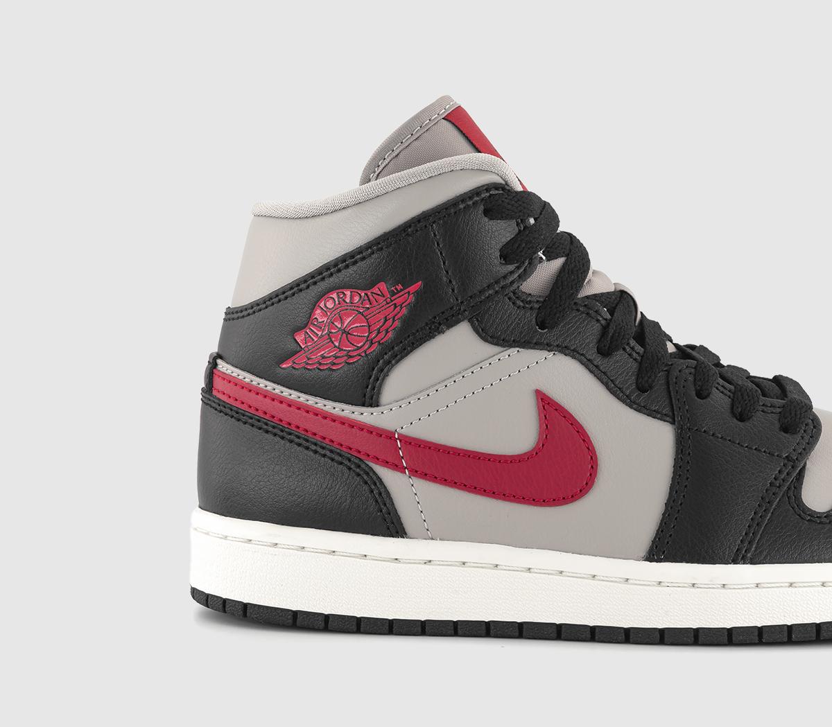 JordanAir Jordan 1 Mid Trainers Black Gym Red College Grey Sail