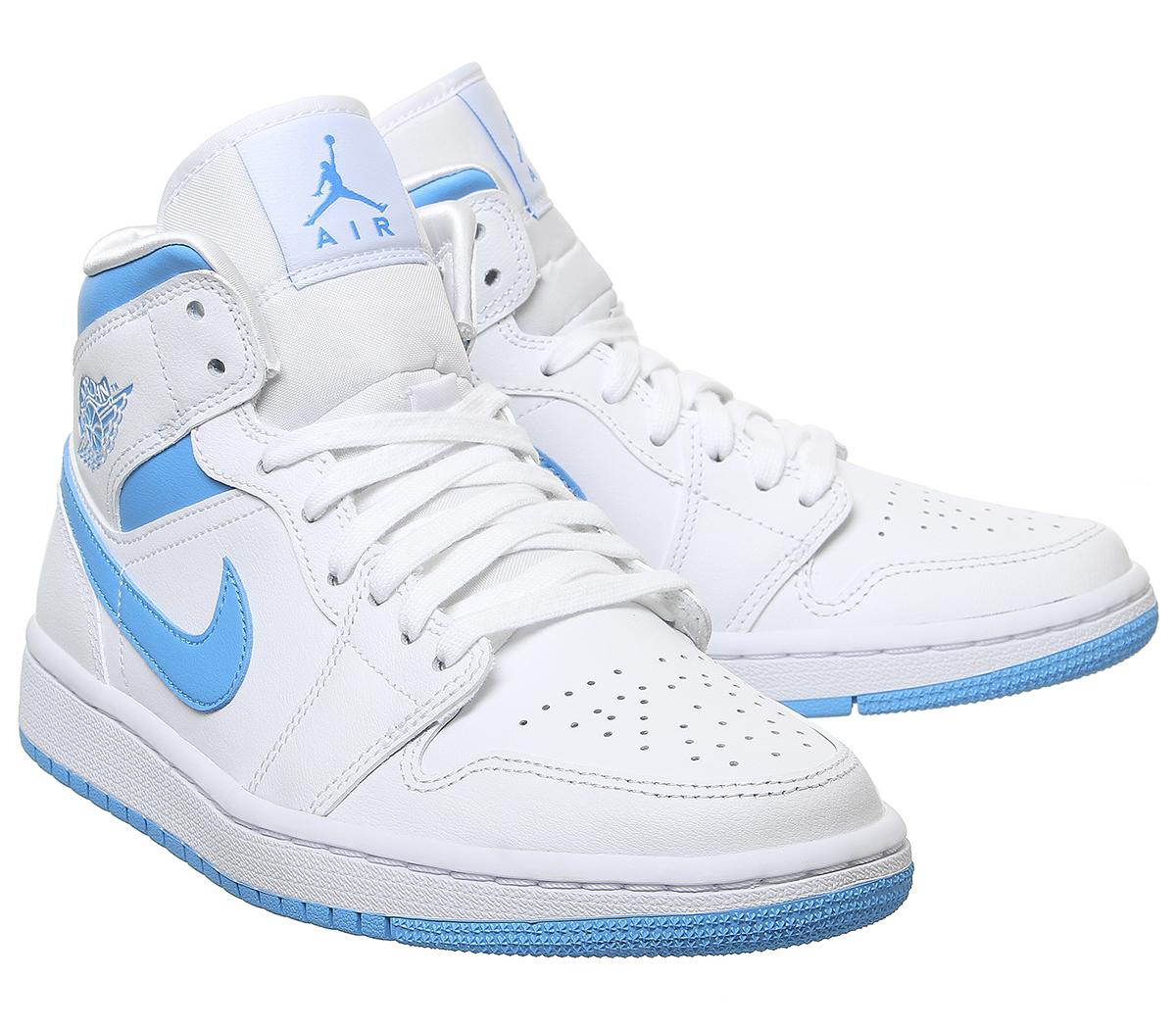 Jordan Air Jordan 1 Mid Trainers White Powder Blue F - Women's