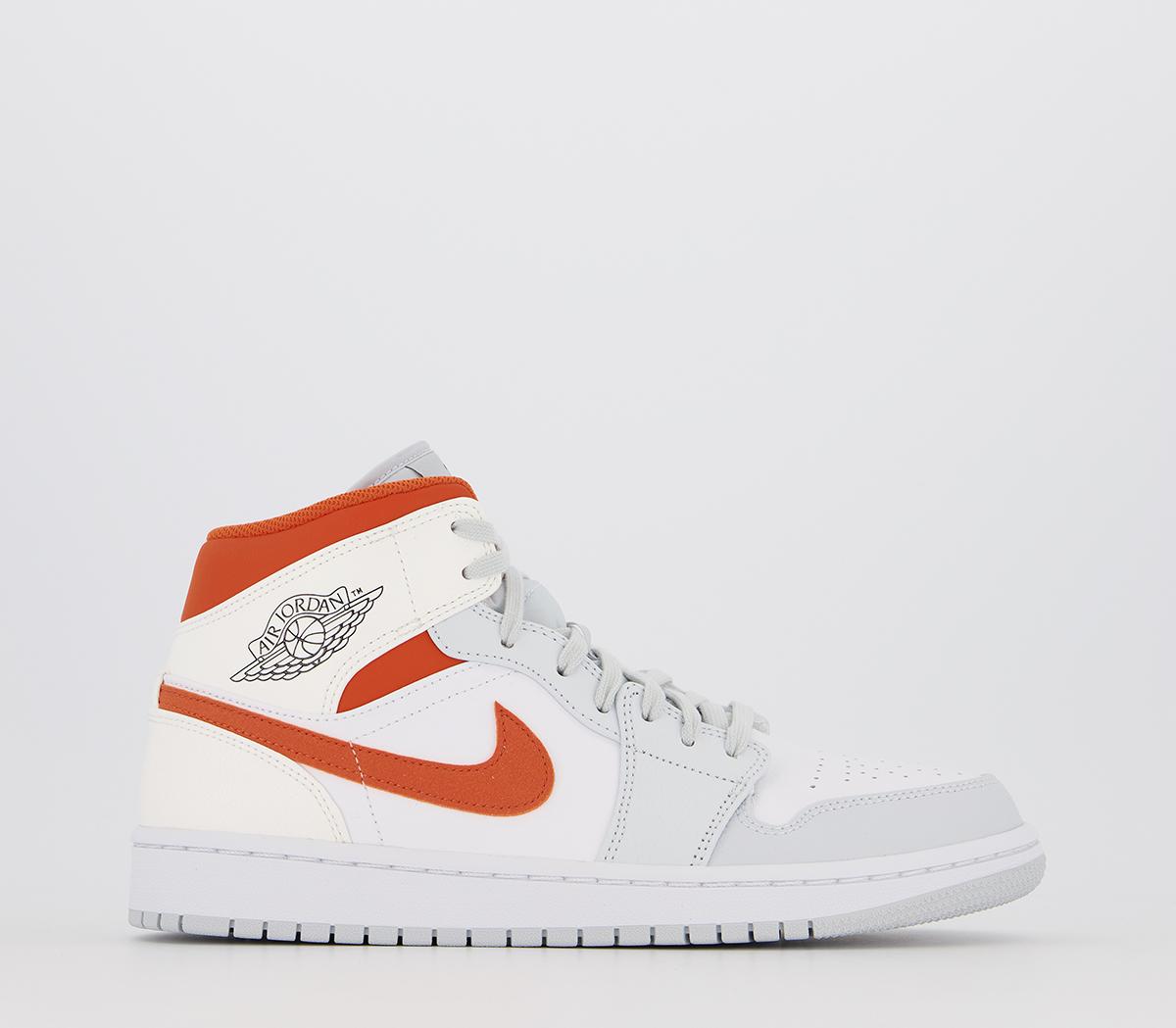 Jordan Air Jordan 1 Mid Trainers White Starfish Pure Platinum Men s Trainers