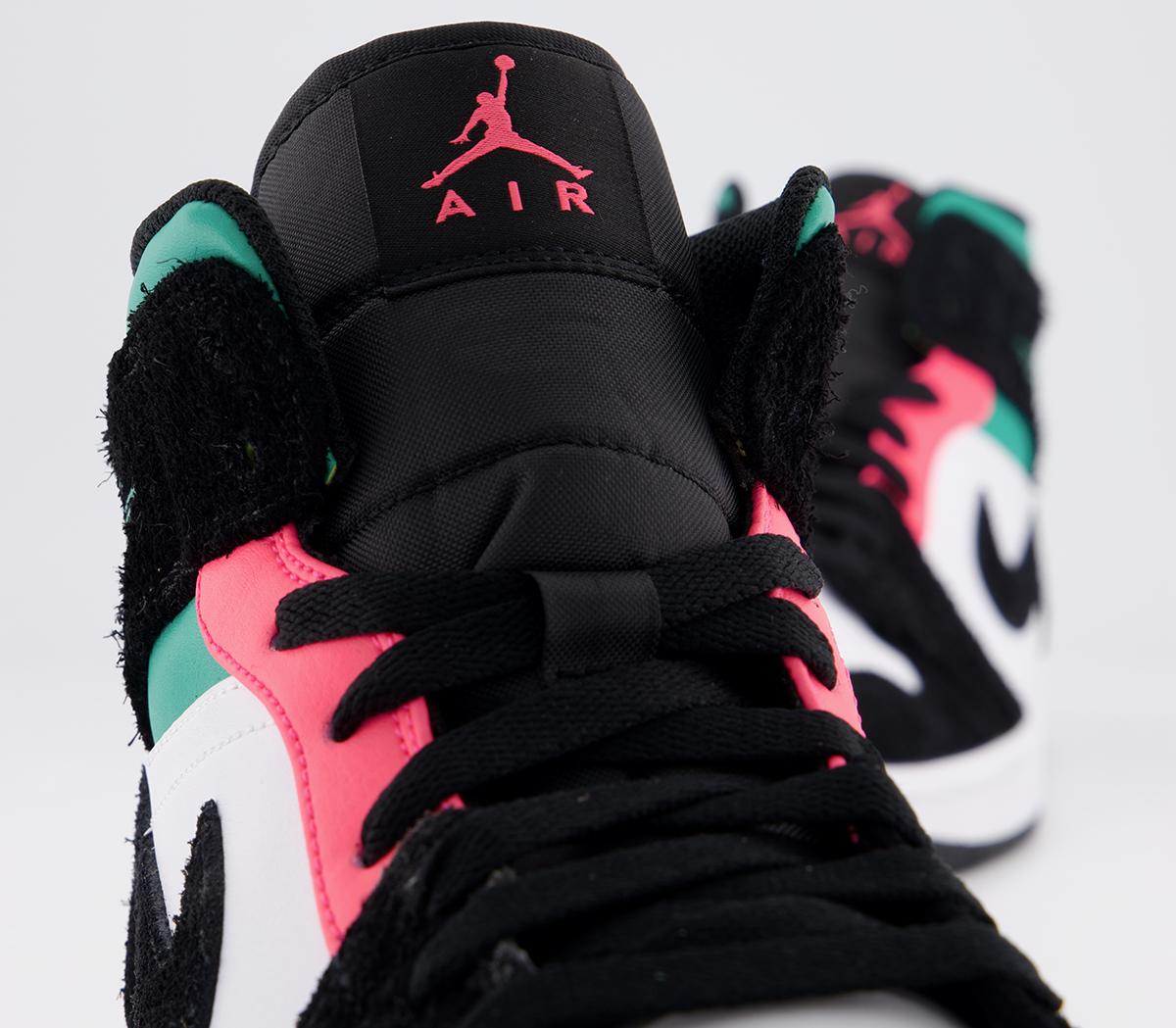 Jordan Air Jordan 1 Mid Trainers White Hot Punch Black 