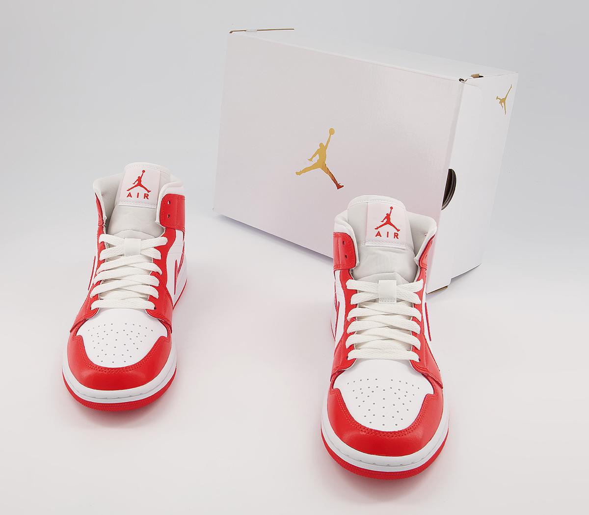 Jordan Air Jordan 1 Mid Trainers White Habanero Red White