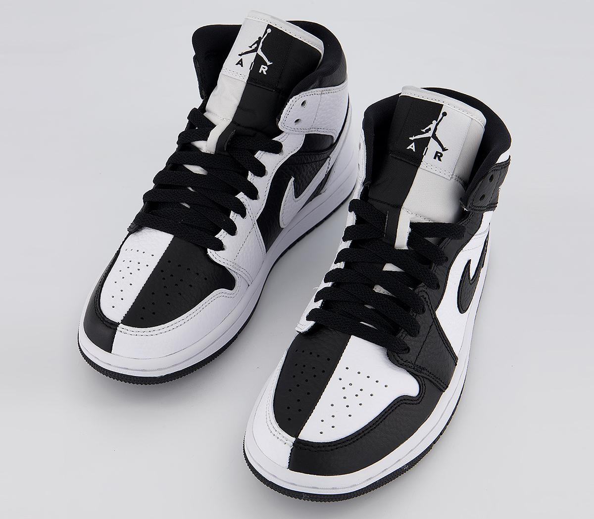 Jordan Air Jordan 1 Mid Trainers Jordan Air Jordan 1 Mid Trainers White Black White Split