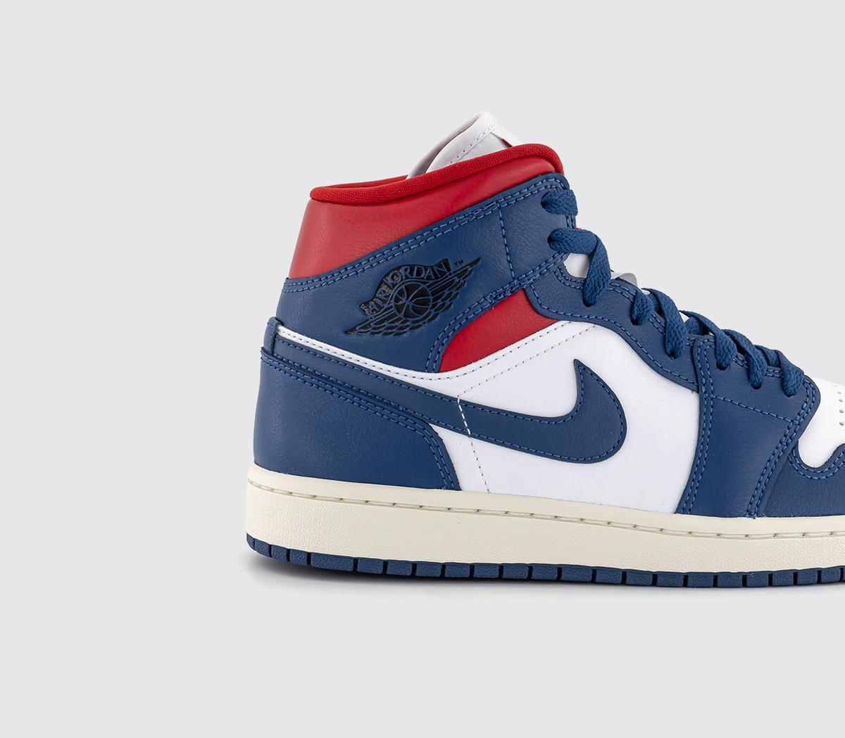 JordanAir Jordan 1 Mid TrainersWhite French Blue Gym Red