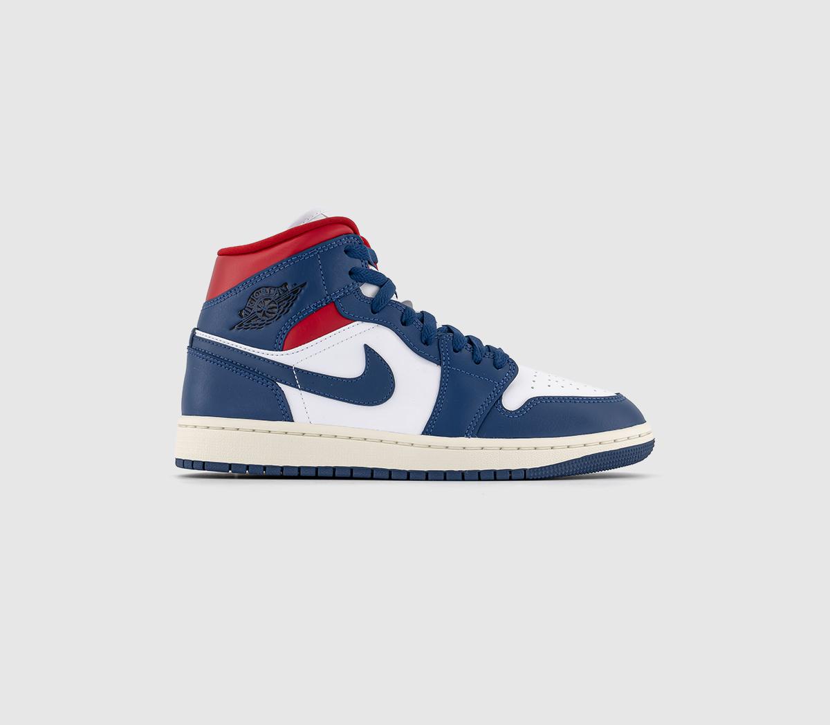 Air 1 Mid Trainers White French Blue Gym Red