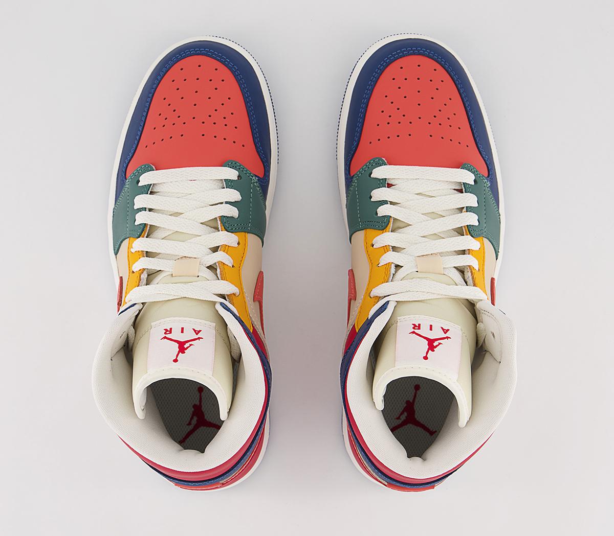Jordan Air Jordan 1 Mid Trainers Jordan Air Jordan 1 Mid Trainers French Blue Magic Ember Fire Red Beach Bicoastal T