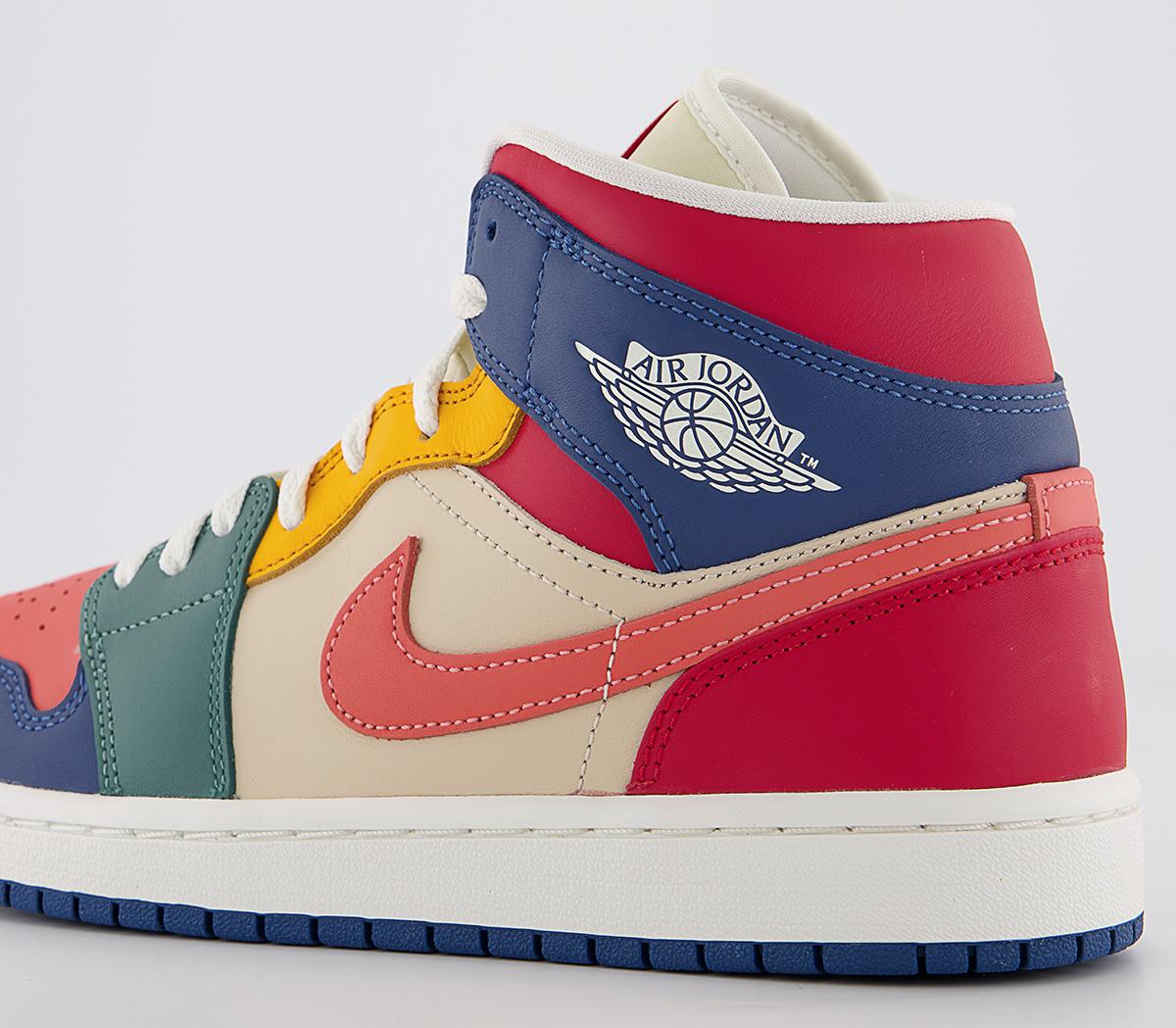 Jordan Air Jordan 1 Mid Trainers Jordan Air Jordan 1 Mid Trainers French Blue Magic Ember Fire Red Beach Bicoastal T