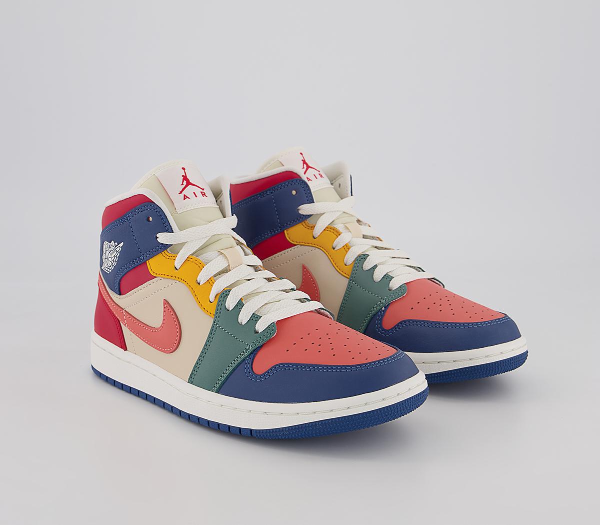 Jordan Air Jordan 1 Mid Trainers Jordan Air Jordan 1 Mid Trainers French Blue Magic Ember Fire Red Beach Bicoastal T