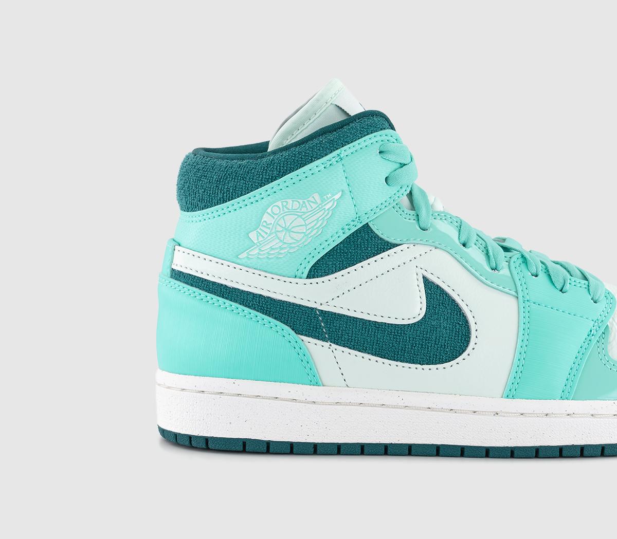 JordanAir Jordan 1 Mid Trainers Bleached Turquiose Sky Teal Barely Green