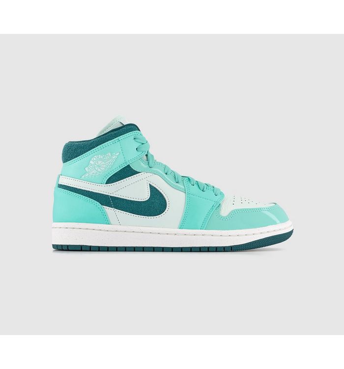 Jordan Air 1 Mid Trainers Bleached Turquiose Sky Teal Barely Green In Blue