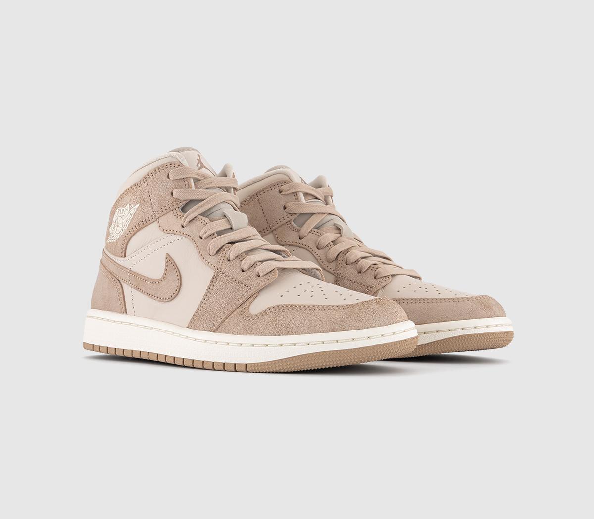 JordanAir Jordan 1 Mid Trainers JordanAir Jordan 1 Mid Trainers Legend Light Brown Legend Mid Brown Sail