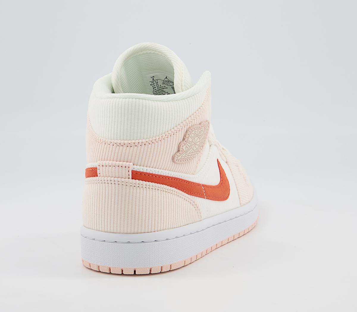 Jordan Air Jordan 1 Mid Trainers Sail Orange Quartz Women's Trainers