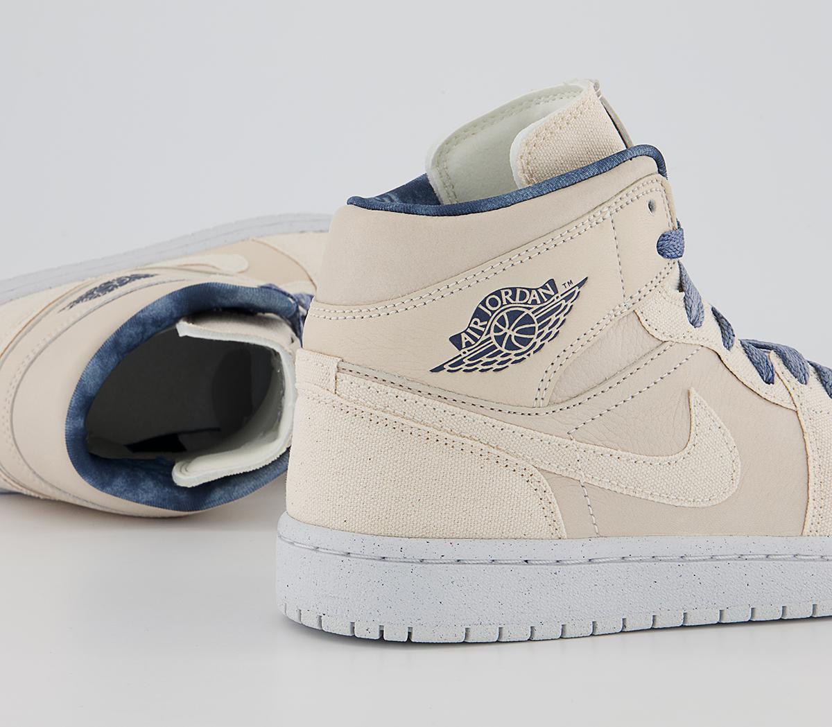 Jordan Air Jordan 1 Mid Trainers Jordan Air Jordan 1 Mid Trainers Sanddrift Sail Midnight Navy White