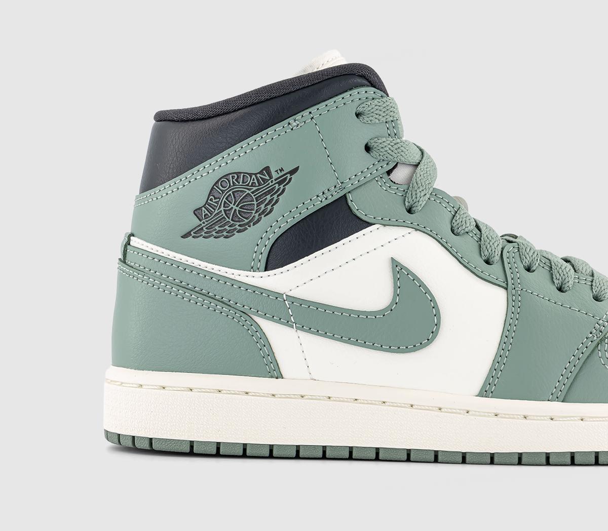 Jordan Air Jordan 1 Mid Trainers Sail Jade Smoke Anthracite - Women's ...