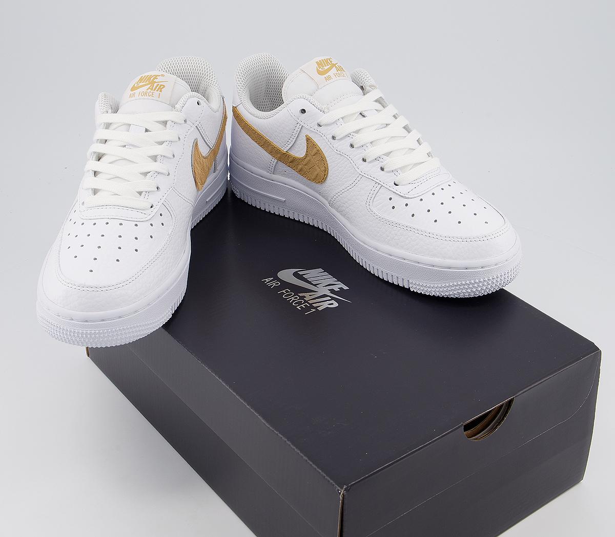 white air forces gold outline