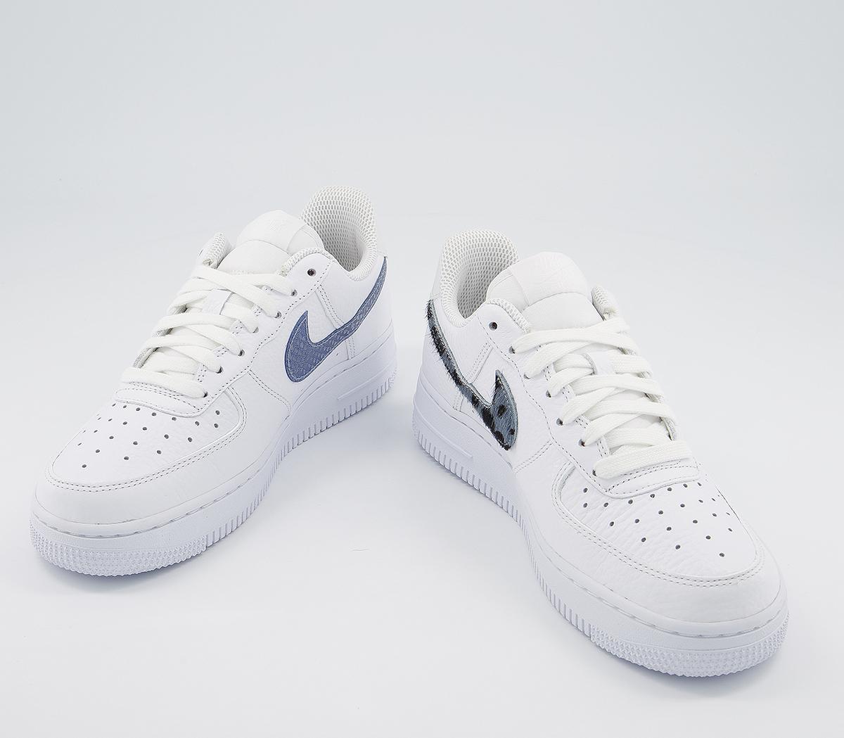 Nike Air Force Lv8 White Midnight Navy Silver Snake Unisex Sports