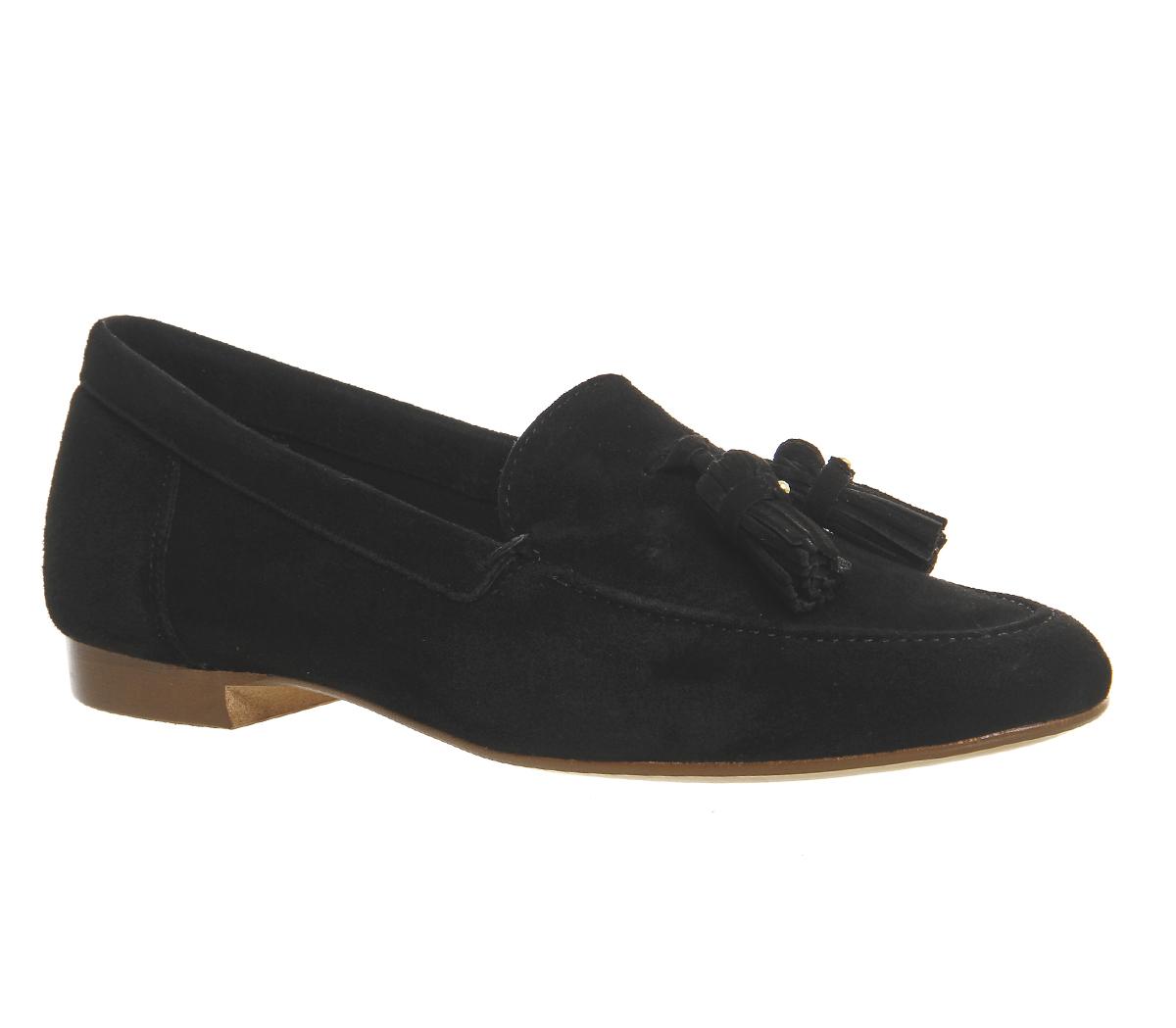 OFFICERetro Tassel LoafersBlack Suede