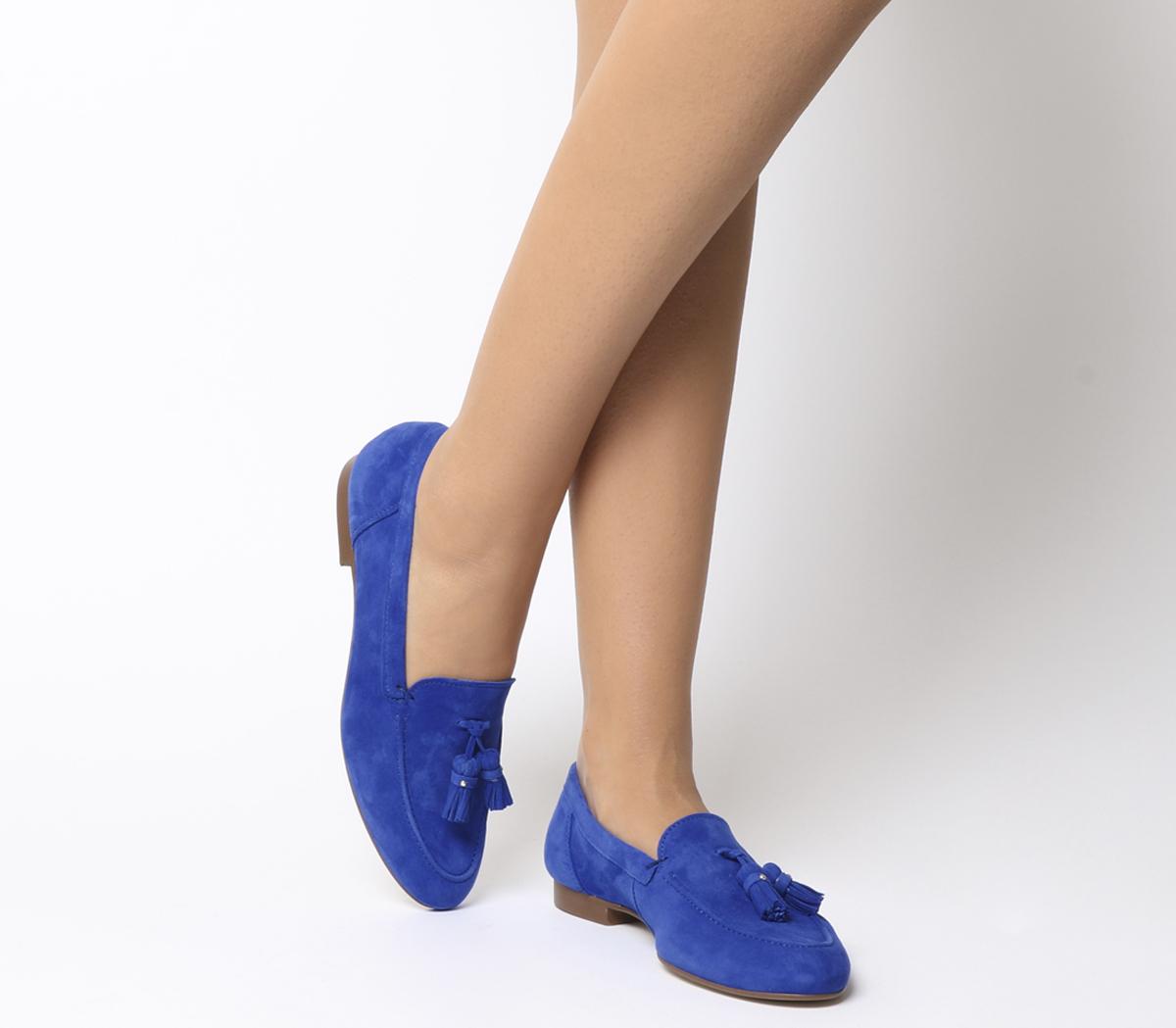 OFFICERetro Tassel LoafersBright Blue Suede