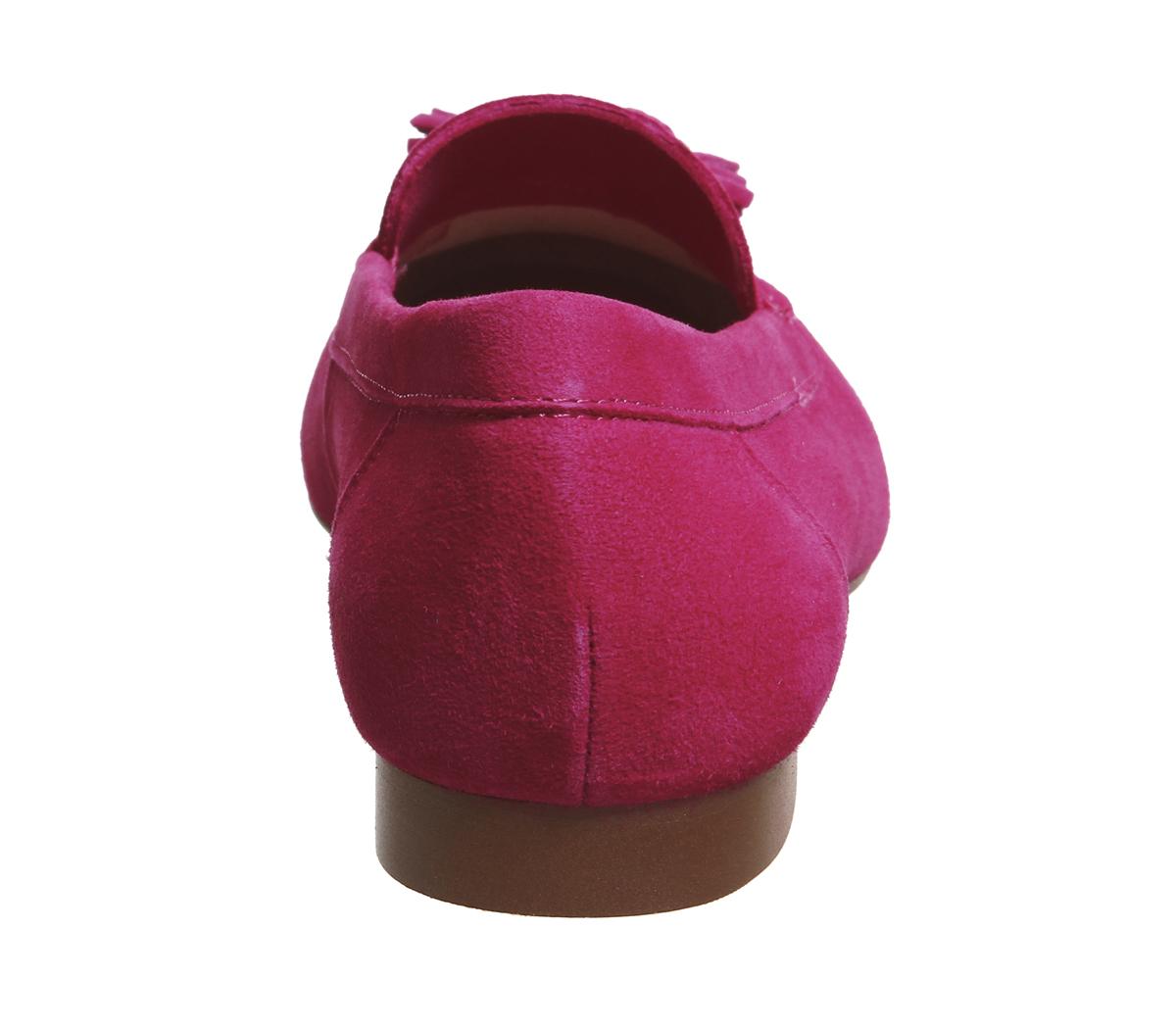 OFFICERetro Tassel LoafersBright Pink Suede