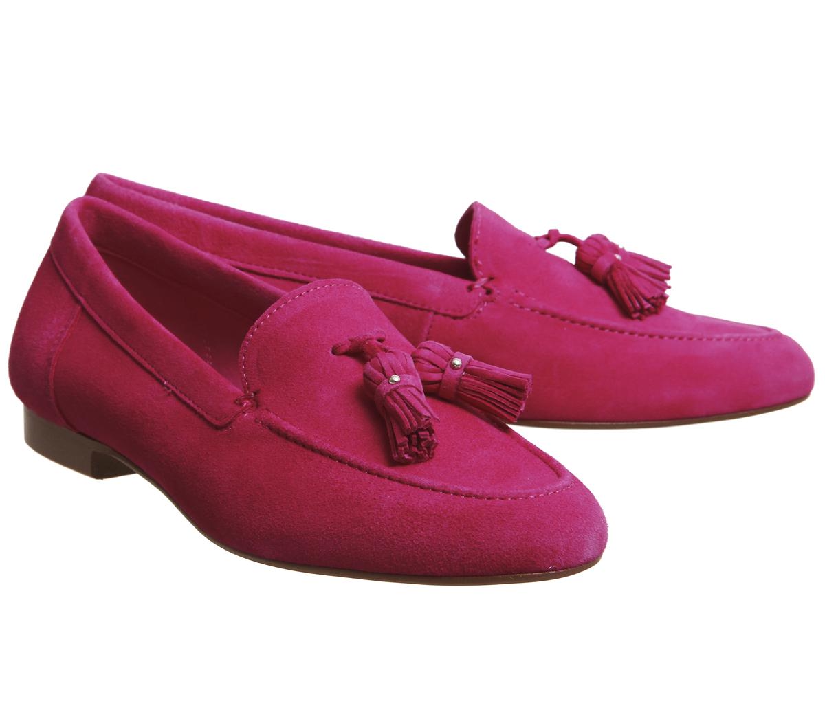 OFFICERetro Tassel LoafersBright Pink Suede