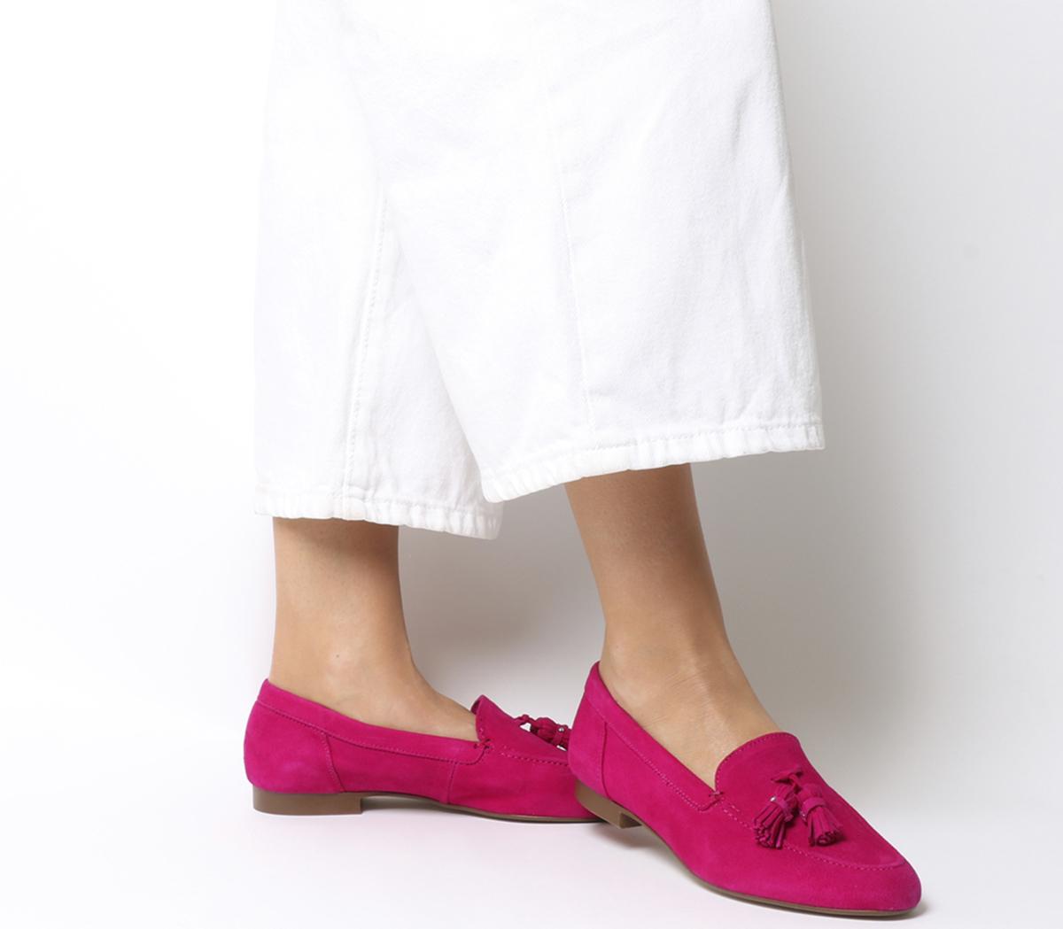 OFFICERetro Tassel LoafersBright Pink Suede