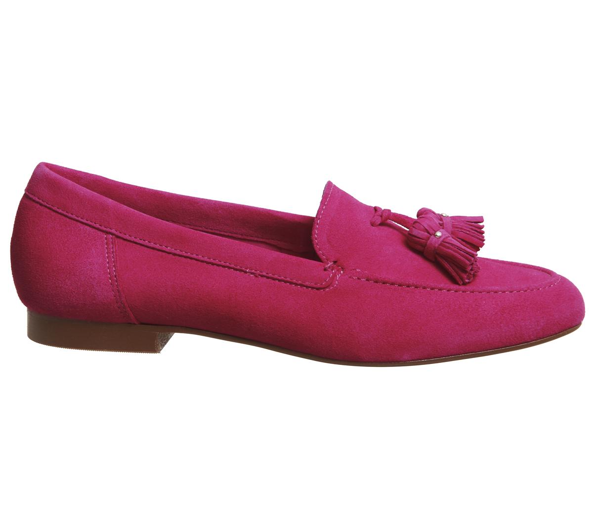 OFFICERetro Tassel LoafersBright Pink Suede