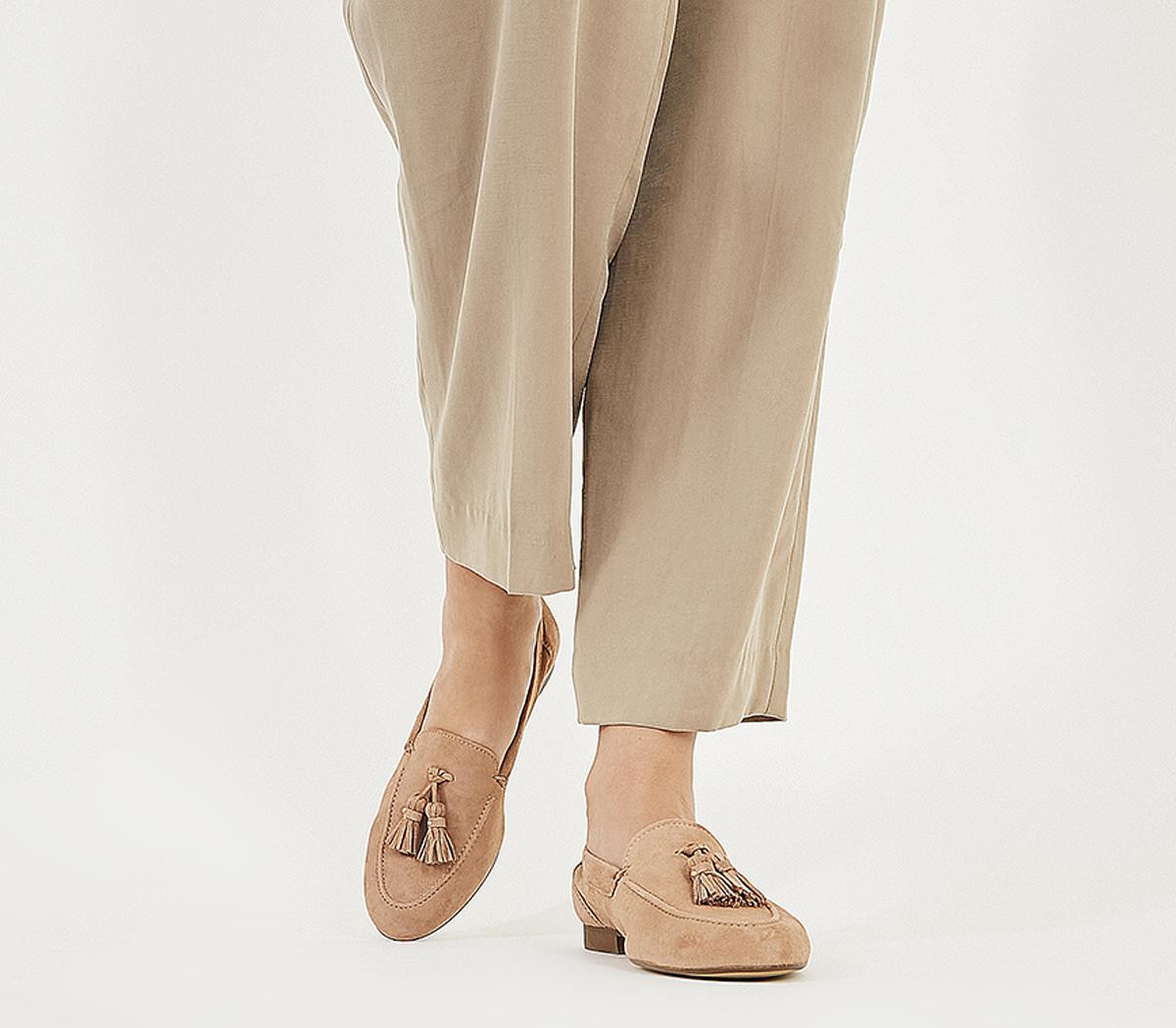 OFFICERetro Tassel LoafersNew Nude Suede