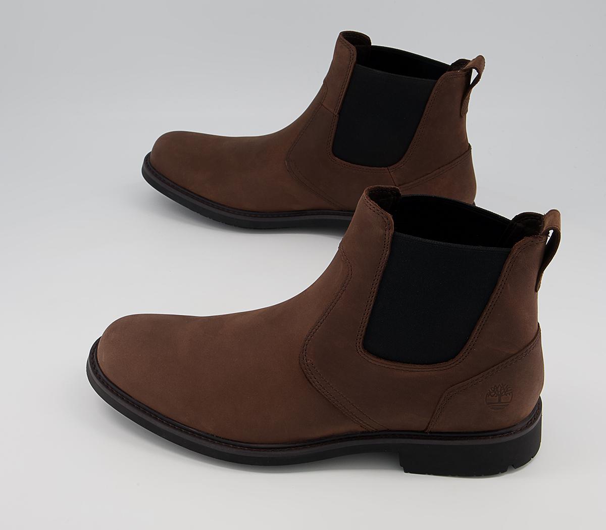 timberland stormbuck chelsea boots dark brown leather
