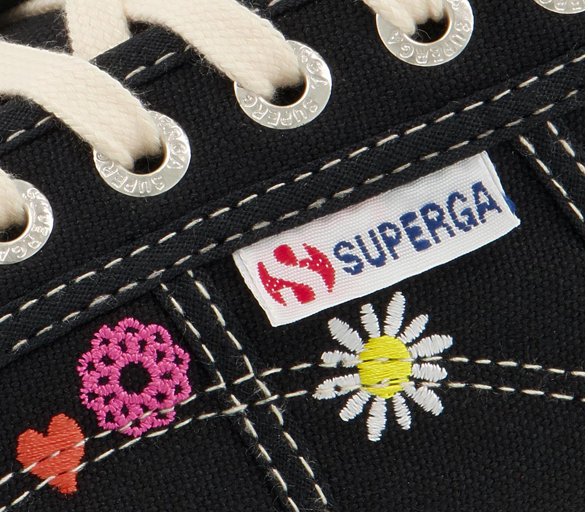 Superga 2790 Trainers Superga 2790 Trainers Black White Floral Embroidery Exclusive