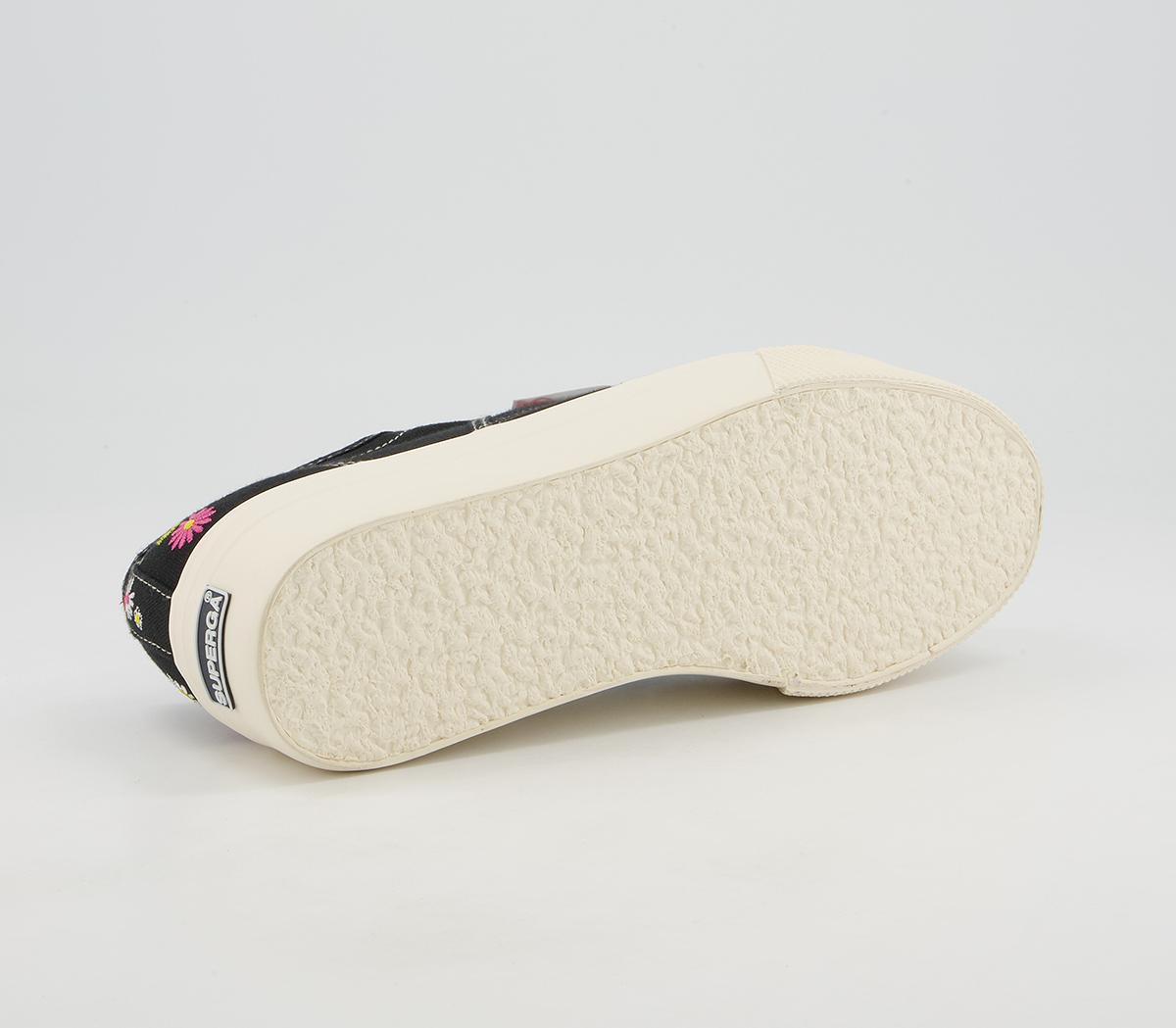 Superga 2790 Trainers Superga 2790 Trainers Black White Floral Embroidery Exclusive