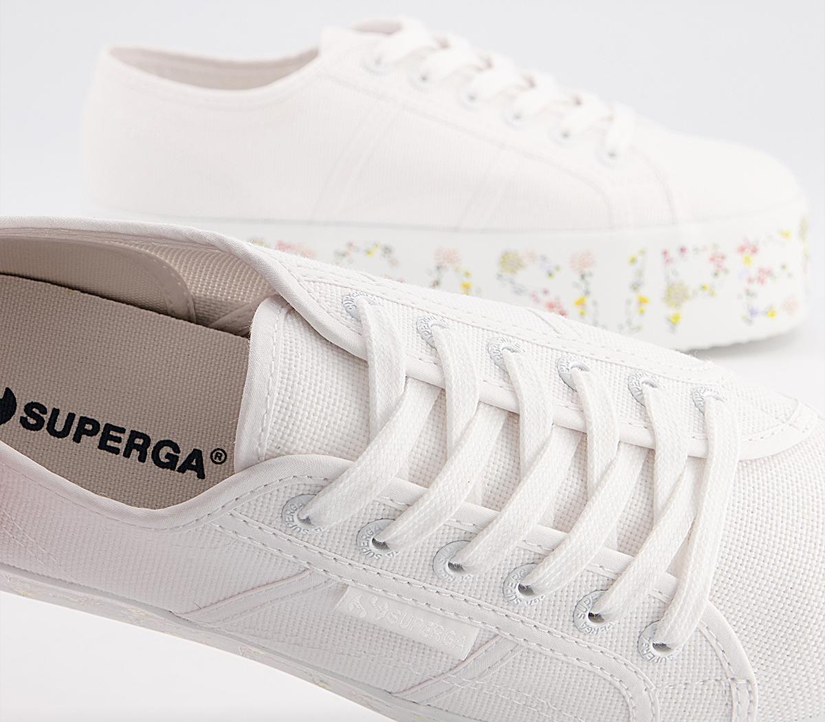 Superga 2790 Trainers Superga 2790 Trainers Flower Bloom Lettering White Flowers