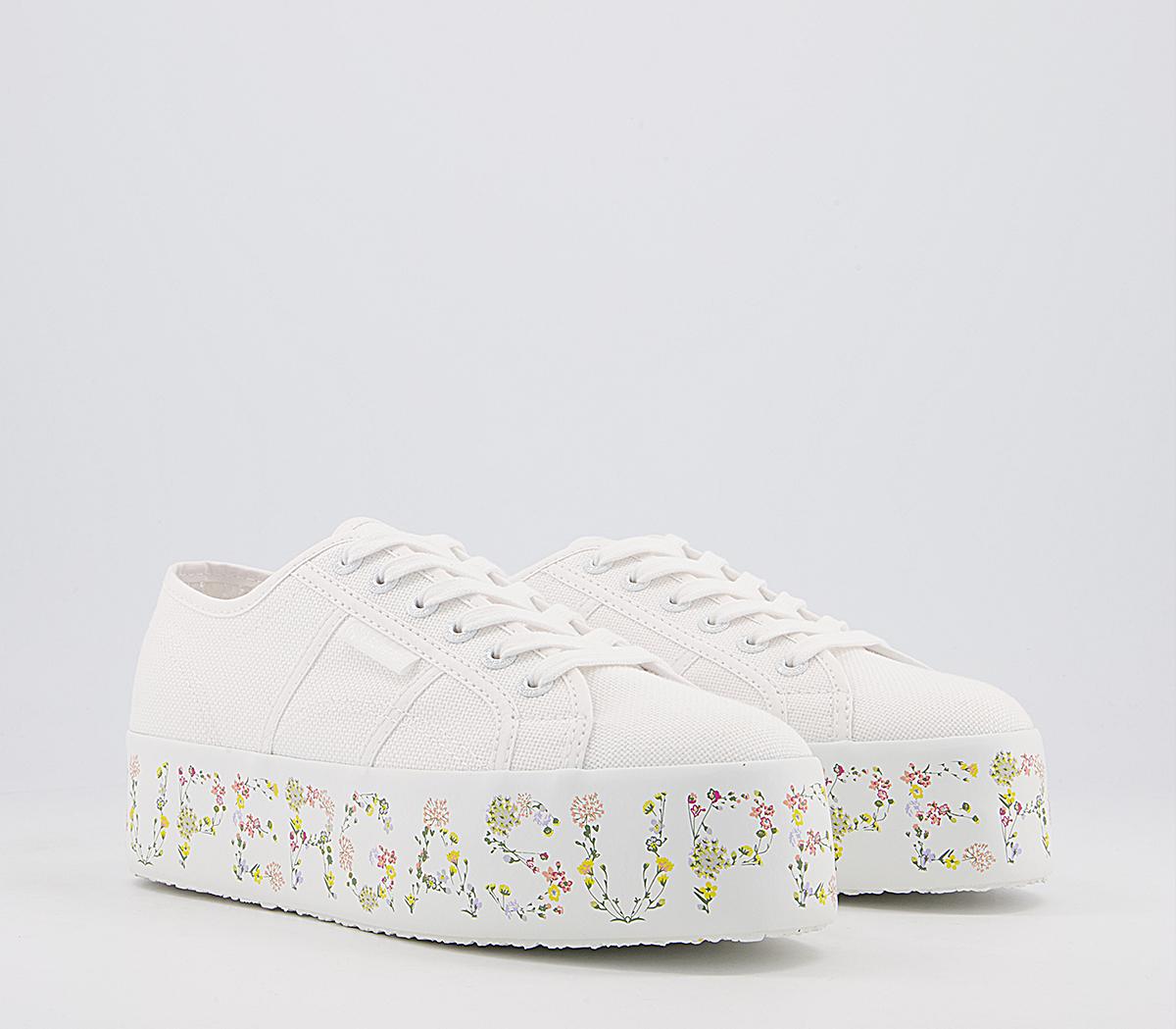 Superga 2790 Trainers Superga 2790 Trainers Flower Bloom Lettering White Flowers