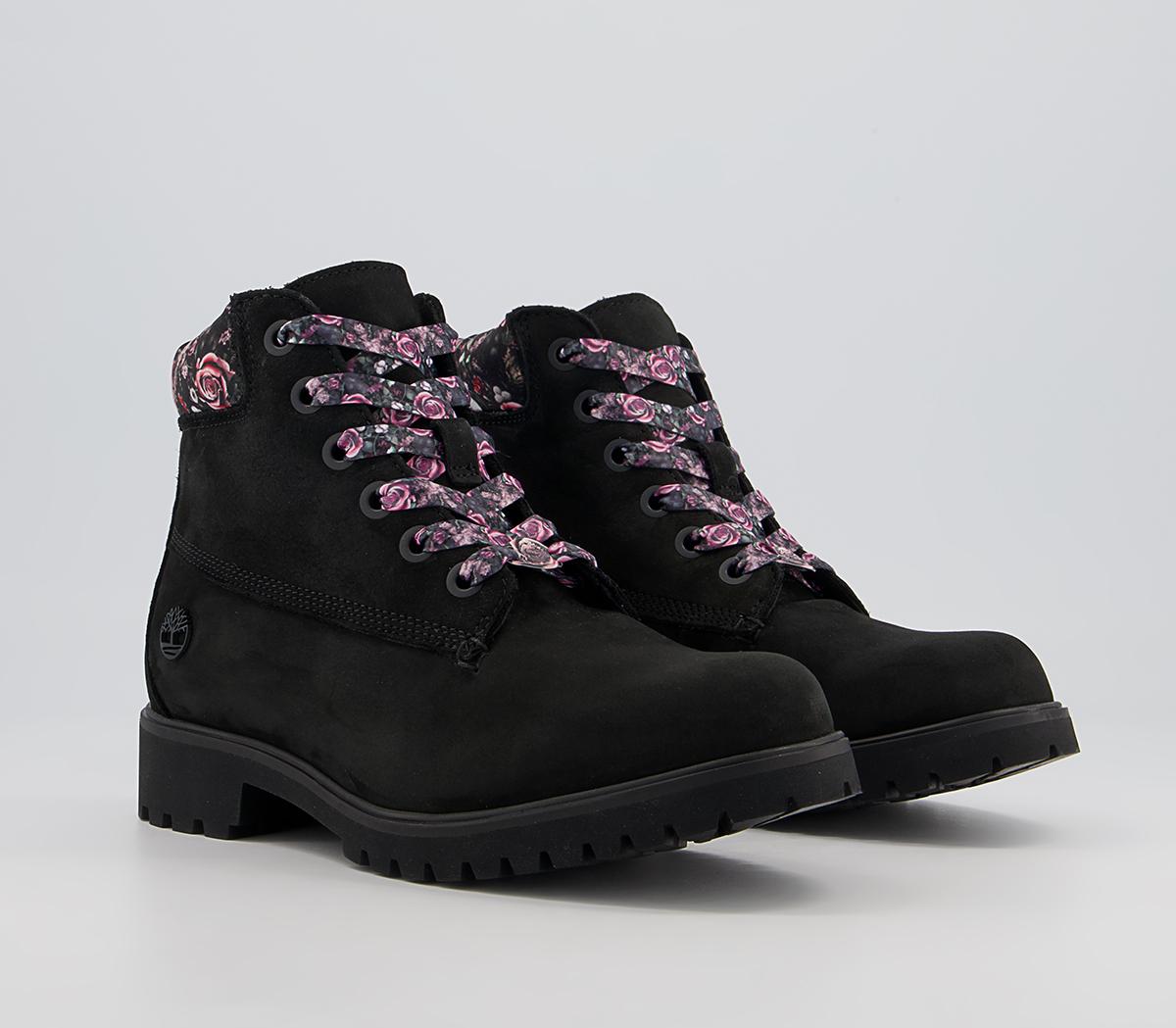 Timberland Slim Premium 6 Inch Boots Timberland Slim Premium 6 Inch Boots Black Floral Collar