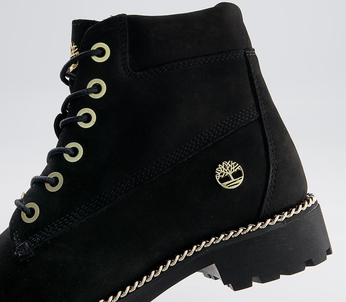 slim premium 6 inch boots black rose gold